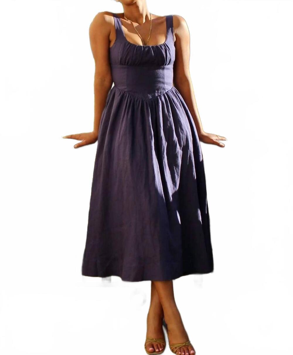 NEW STRAWBERRY PARIS christina midi dress in navy blue